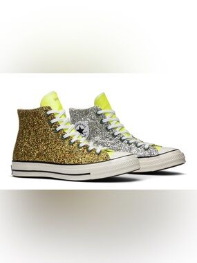 Converse Glitter High-Top Sneakers in Silver and Gold